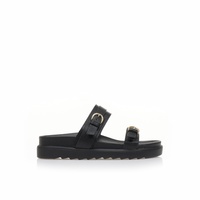 Flatforms μαύρα δερματίνη με διπλή φάσα