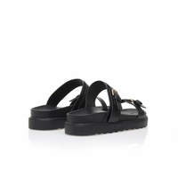 Flatforms μαύρα δερματίνη με διπλή φάσα