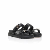 Flatforms μαύρα δερματίνη με διπλή φάσα