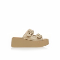 Flatforms nude ψάθινα με διπλή ρυθμιζόμενη φάσα
