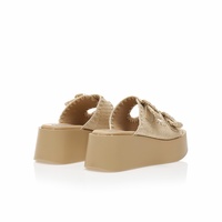 Flatforms nude ψάθινα με διπλή ρυθμιζόμενη φάσα