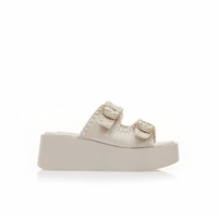 Flatforms μπεζ ψάθινα με διπλή ρυθμιζόμενη φάσα