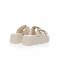 Flatforms μπεζ ψάθινα με διπλή ρυθμιζόμενη φάσα