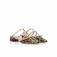 Mules animal print λουστρίνι με χρυσά τρουκς