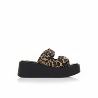 Flatforms μπεζ με καφέ σχέδια και στρας