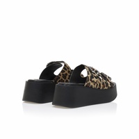 Flatforms μπεζ με καφέ σχέδια και στρας