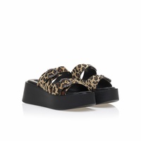 Flatforms μπεζ με καφέ σχέδια και στρας