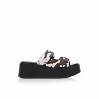 Flatforms λευκά με καφέ σχέδια και στρας