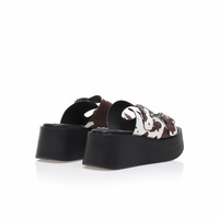 Flatforms λευκά με καφέ σχέδια και στρας