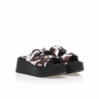 Flatforms λευκά με καφέ σχέδια και στρας