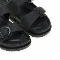 Flatforms μαύρα δερματίνη με διπλή φάσα