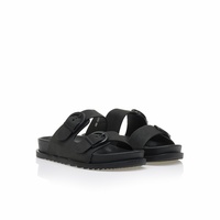 Flatforms μαύρα δερματίνη με διπλή φάσα