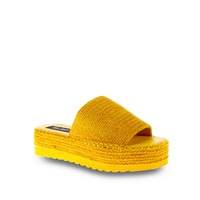 Flatforms κίτρινα υφασμάτινα με ψάθα