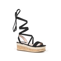 Flatforms μαύρα σουέτ δετά