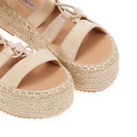 Flatforms gladiator μπεζ σουέτ με κορδόνια
