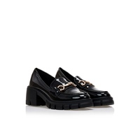 Oxfords μαύρα λουστρίνι με χρυσή αγκράφα