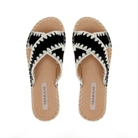 Flatforms μαύρα σουέτ με ψάθινη σόλα