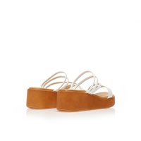 Flatforms λευκά δερματίνη με πολλαπλά λουράκια