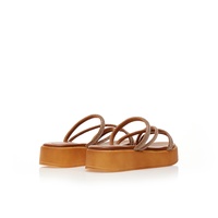 Flatforms κάμελ δερματίνη με λουράκια από στρας